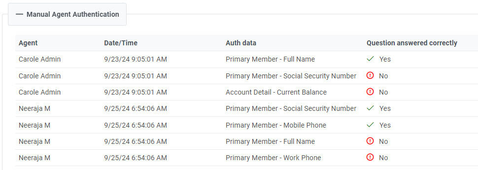 Manual agent authentication