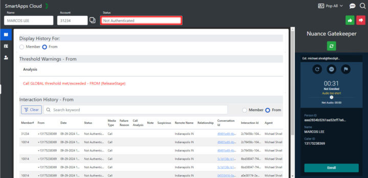 SmartApps Cloud has added support for another Voice Biometric platform, Nuance Gatekeeper by Microsoft