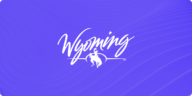 The state of Wyoming logo, including a cowboy riding a bucking bronco, on a purple background.